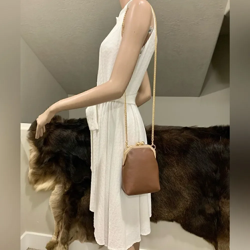 Handmade Genuine Leather Purse/Push Lock Crossbody/Shoulder bag